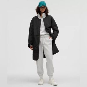 Lululemon Fleece-Lined Insulated Long Coat Trench Black Primaloft Size XL